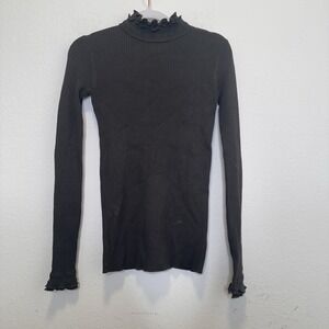 ADY P Womens Long Sleeve Turtleneck Mock Neck Ruffle Hems Size Small Casual